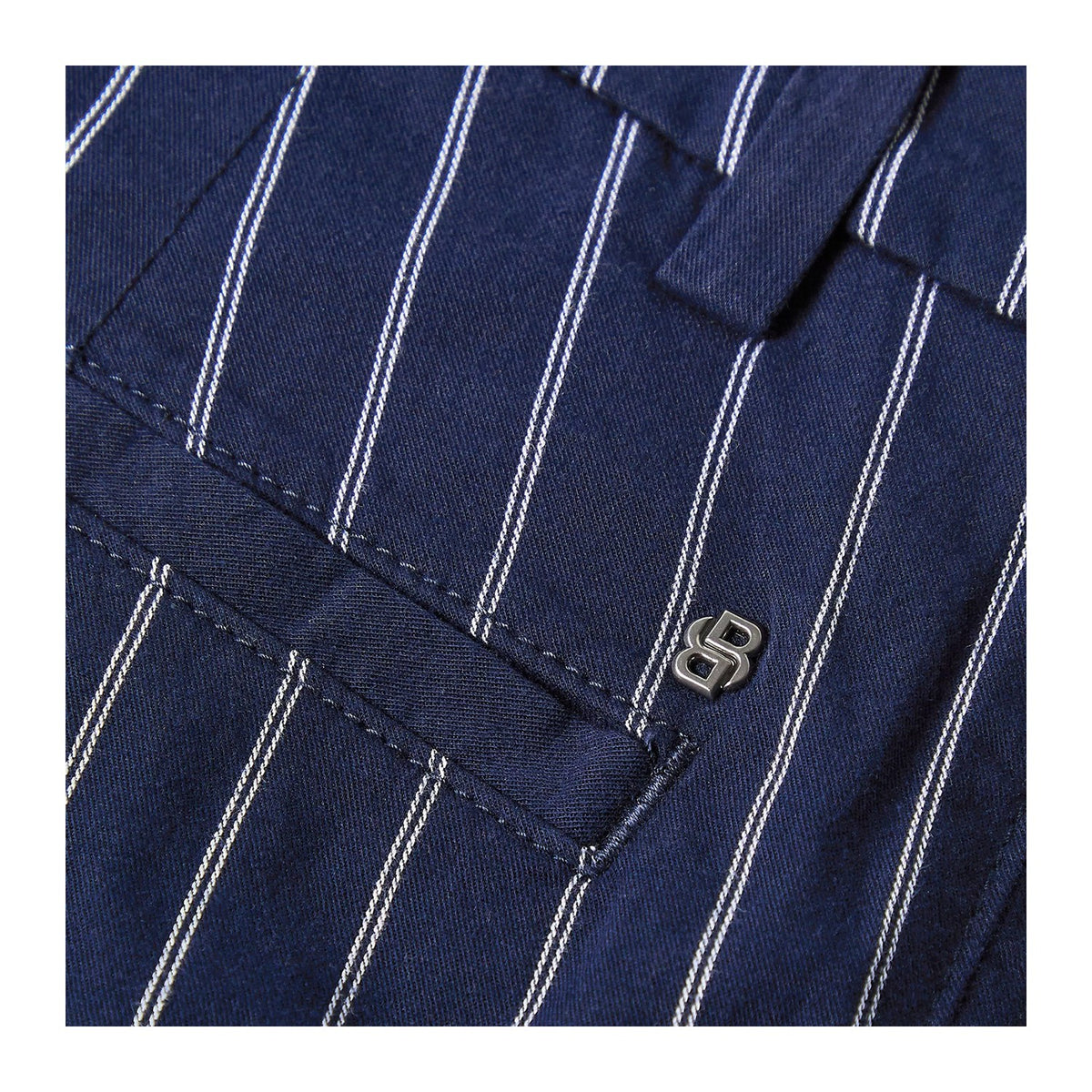 Dark Blue - Side - Boss Mens Kane Fleece Striped Relaxed Fit Shorts