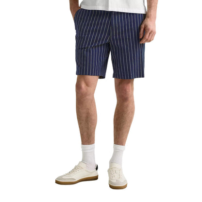 Dark Blue - Lifestyle - Boss Mens Kane Fleece Striped Relaxed Fit Shorts