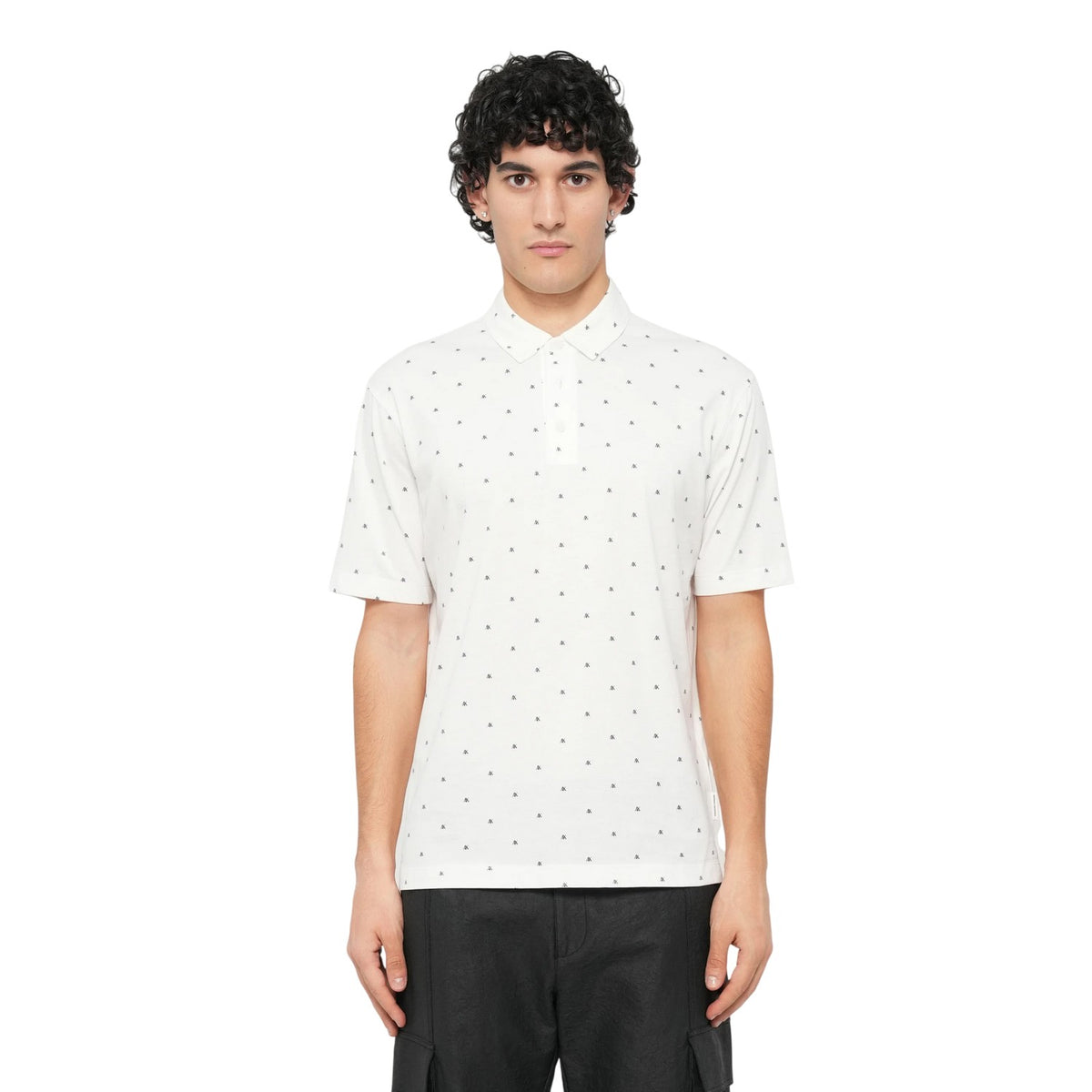 White - Lifestyle - Armani Exchange Mens Logo Regular Short-Sleeved Polo Shirt