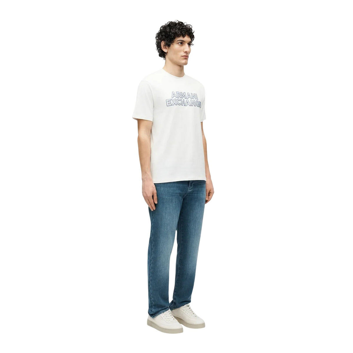 Off White - Close up - Armani Exchange Mens Logo T-Shirt