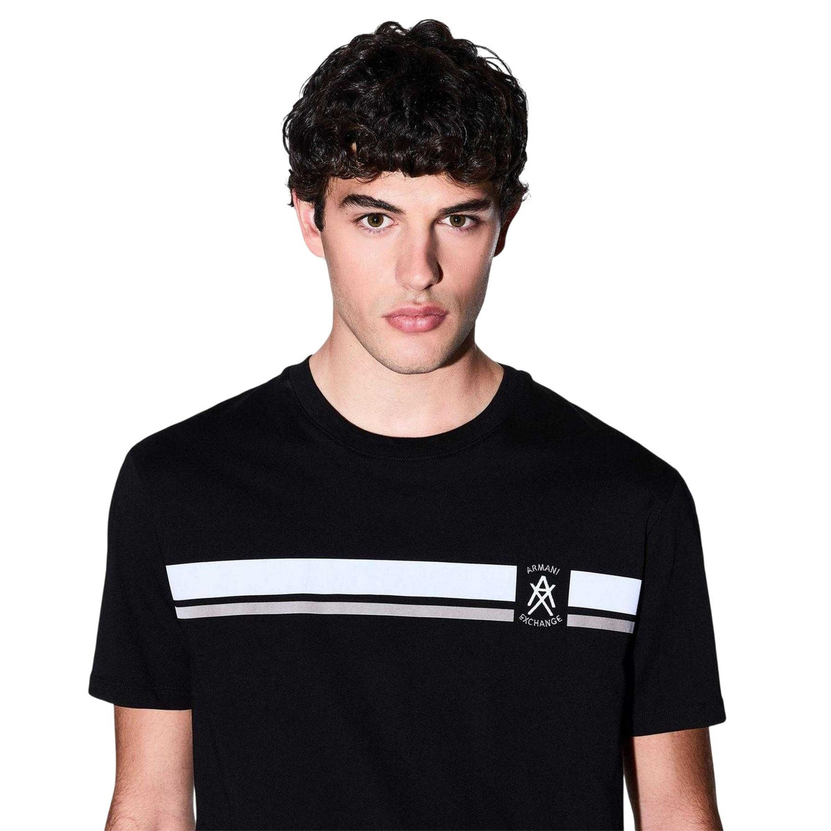 Black - Side - Armani Exchange Mens Exchange Regular Short-Sleeved T-Shirt