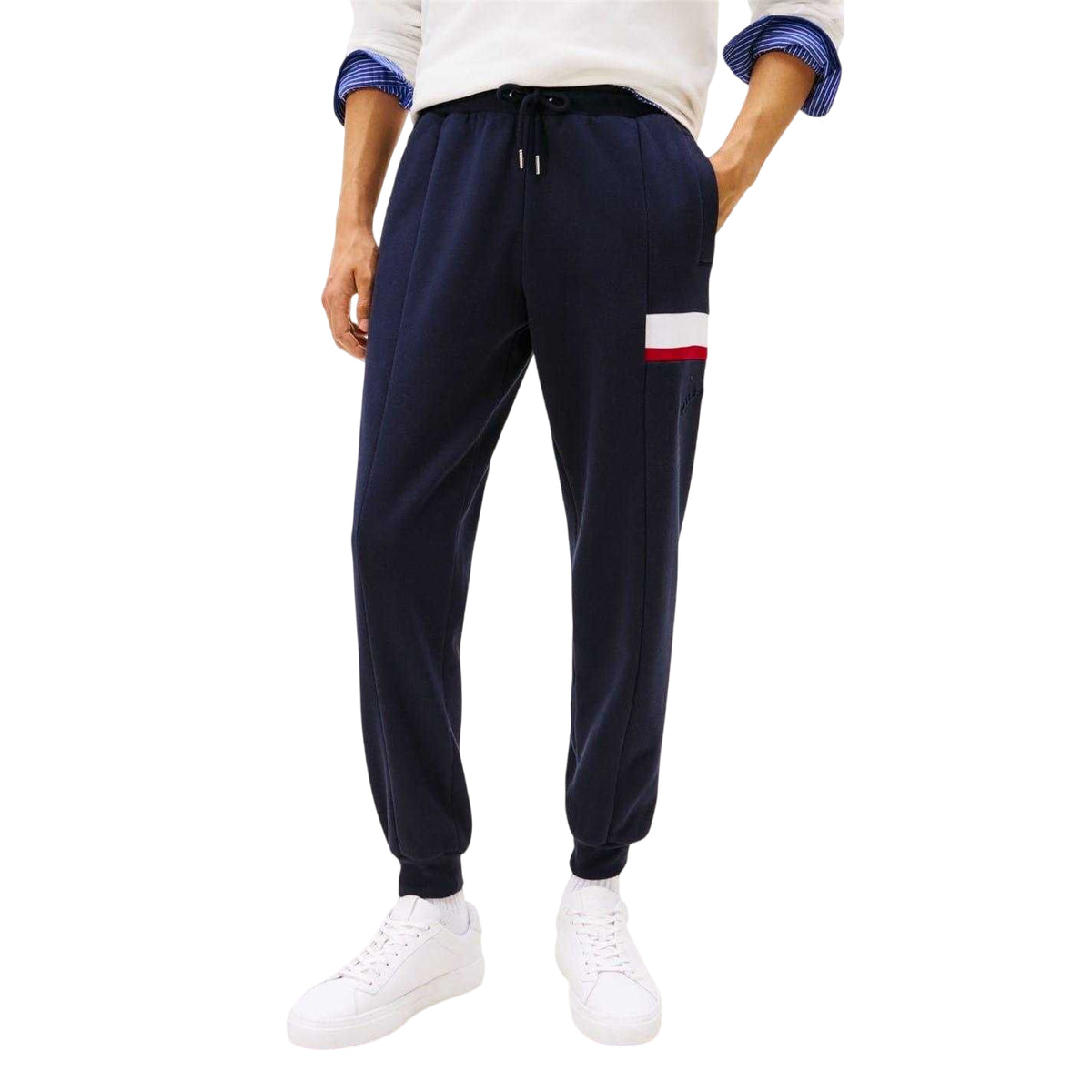 Sky Blue - Side - Tommy Hilfiger Mens Side Stripe Joggers