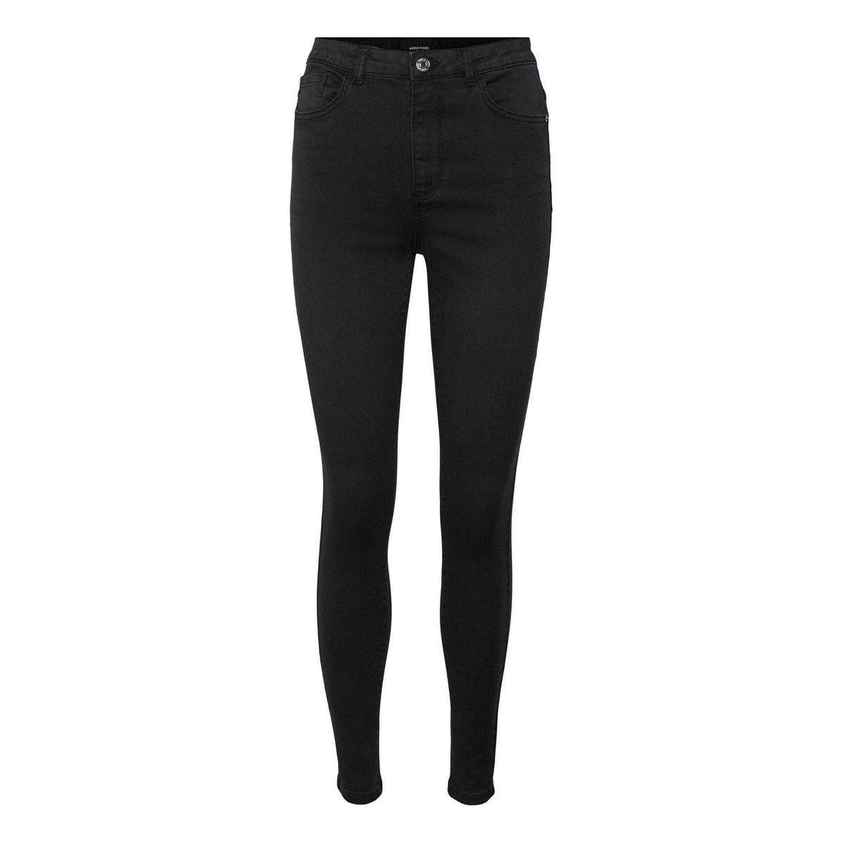 Black - Front - Vero Moda Womens-Ladies Denim High Rise Slim Jeans