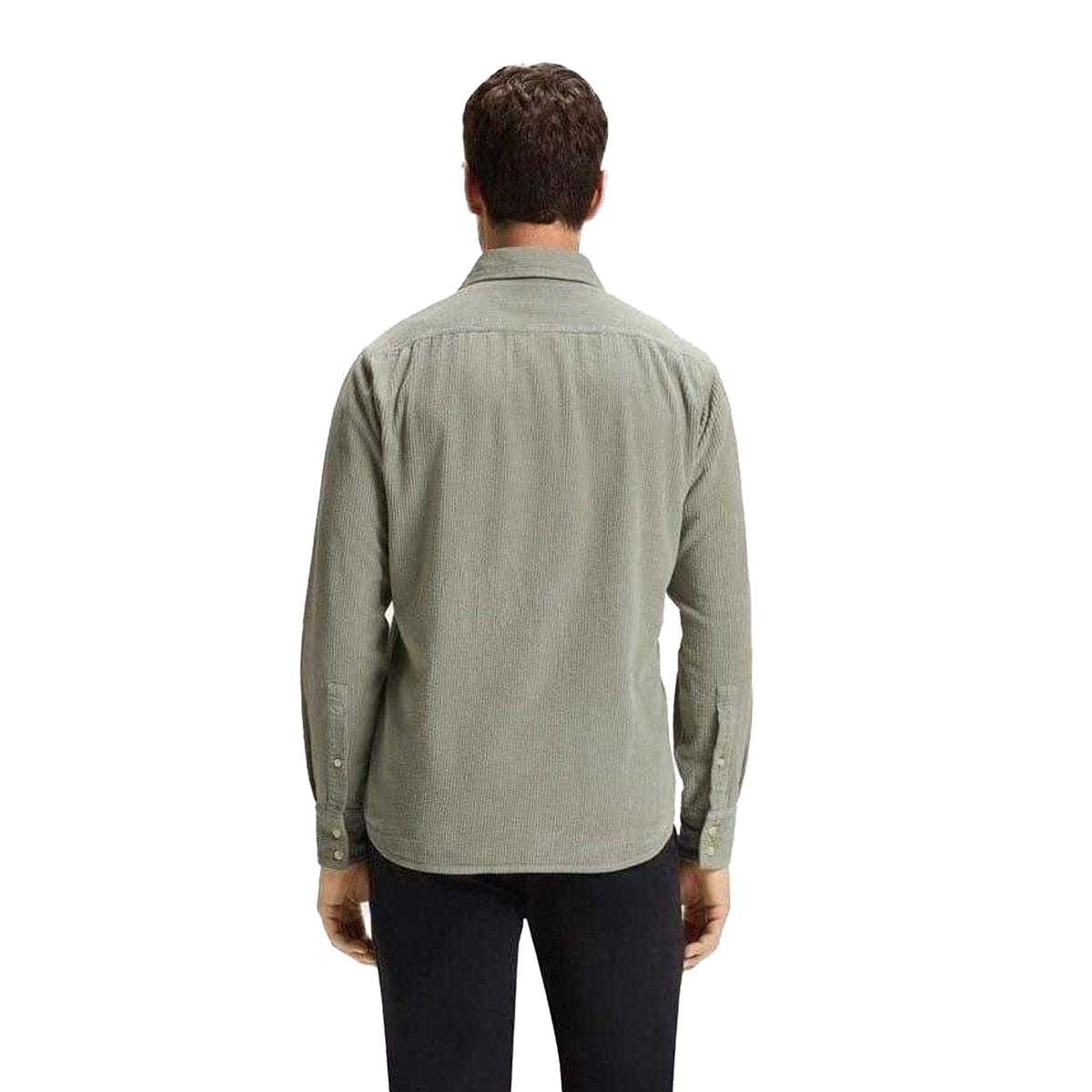 Green - Back - Boss Mens Cotton Regular Long-Sleeved Shirt