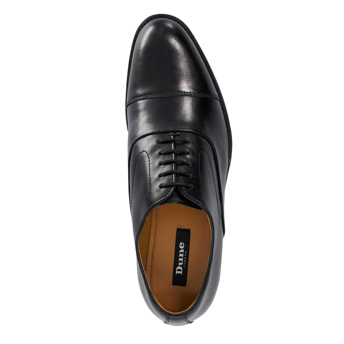 Black - Side - Dune London Mens Leather Lace Up Tailored Low Block Heel Derby Shoes