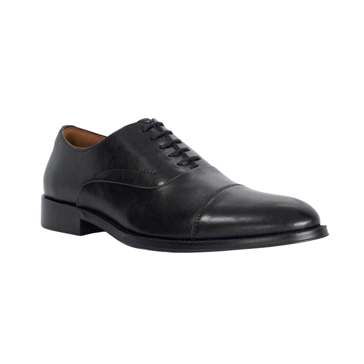 Black - Lifestyle - Dune London Mens Leather Lace Up Tailored Low Block Heel Derby Shoes