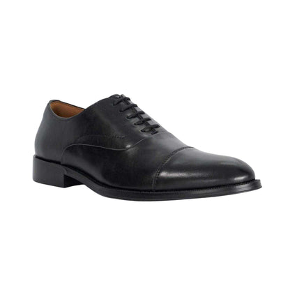 Black - Lifestyle - Dune London Mens Leather Lace Up Tailored Low Block Heel Derby Shoes