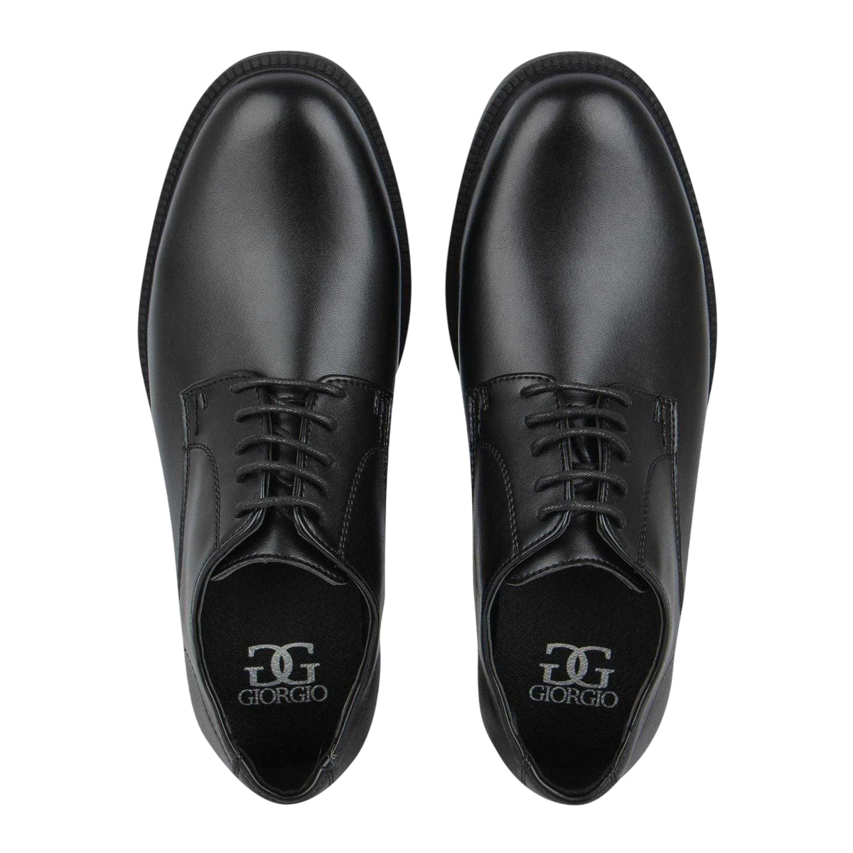 Black - Side - Giorgio Mens Flat Derby Shoes