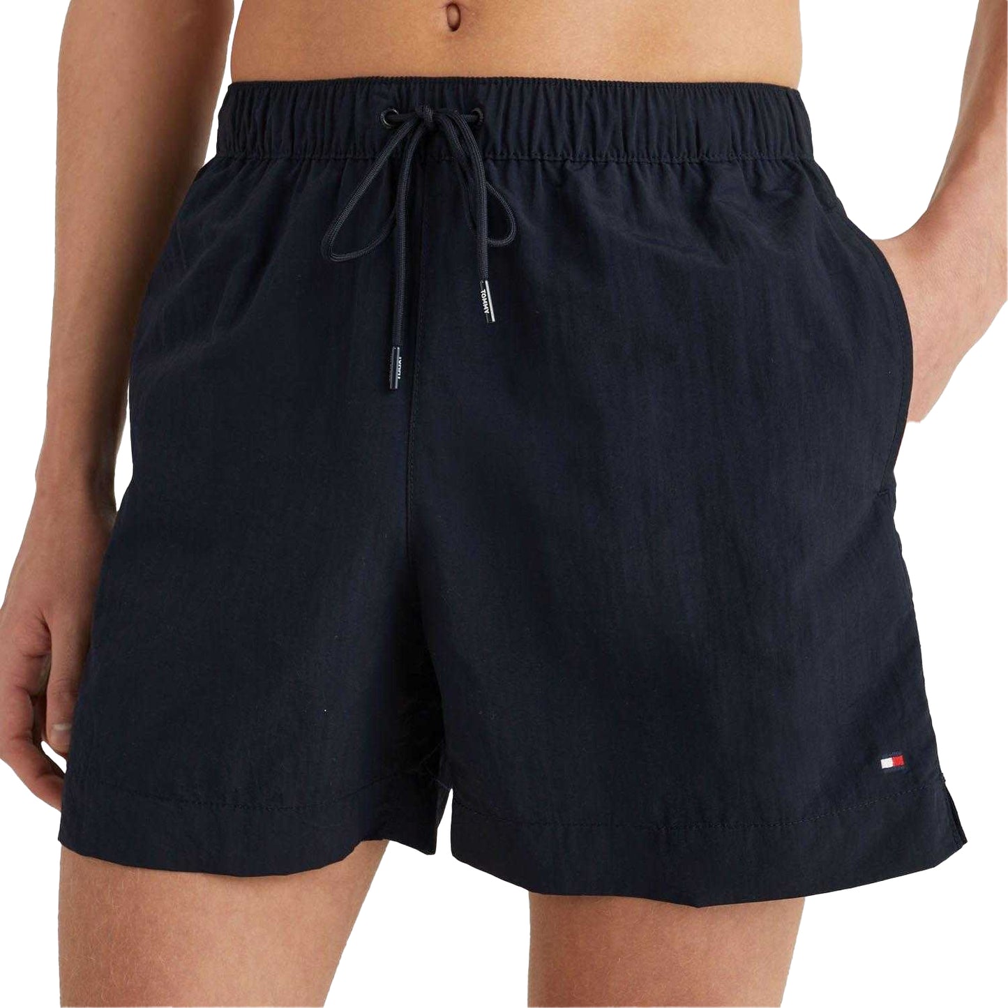 Blue - Close up - Tommy Hilfiger Mens Essential Logo Swim Shorts