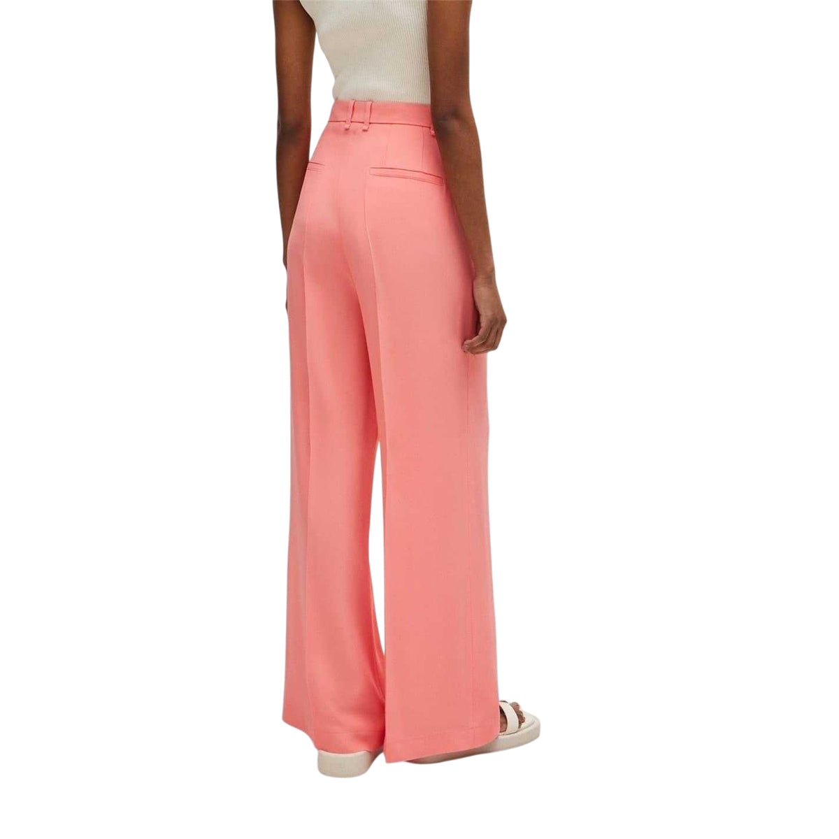 Purple - Back - Boss Womens-Ladies Tikela Plain Wide Leg Chinos