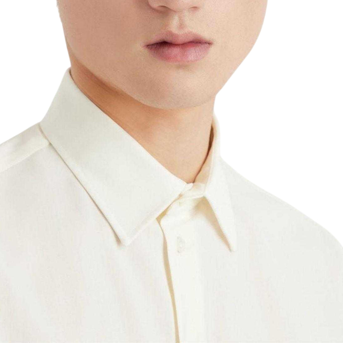 White - Side - Emporio Armani Mens Textured Long-Sleeved Shirt