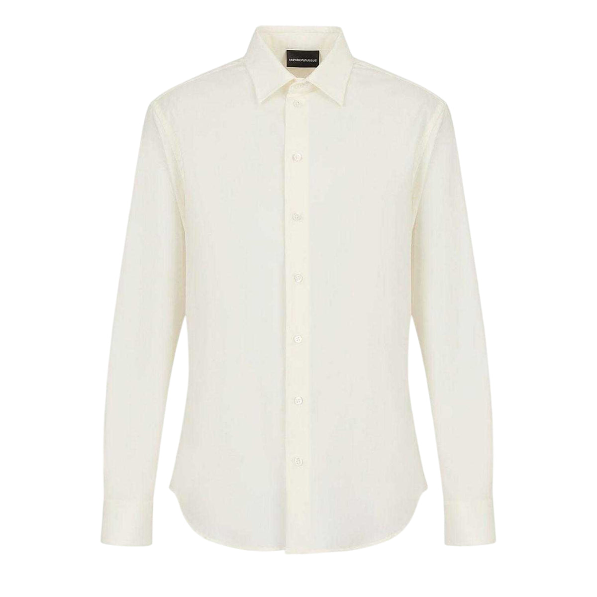 White - Front - Emporio Armani Mens Textured Long-Sleeved Shirt