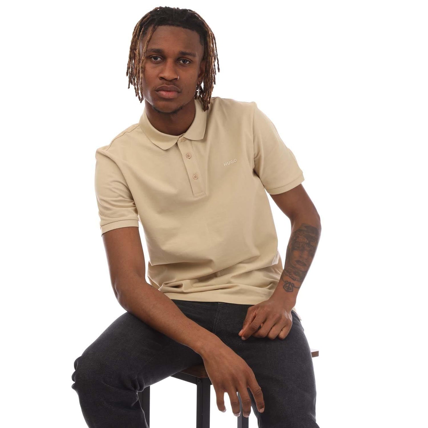 Beige - Lifestyle - Hugo Mens Donos222 Polo Shirt