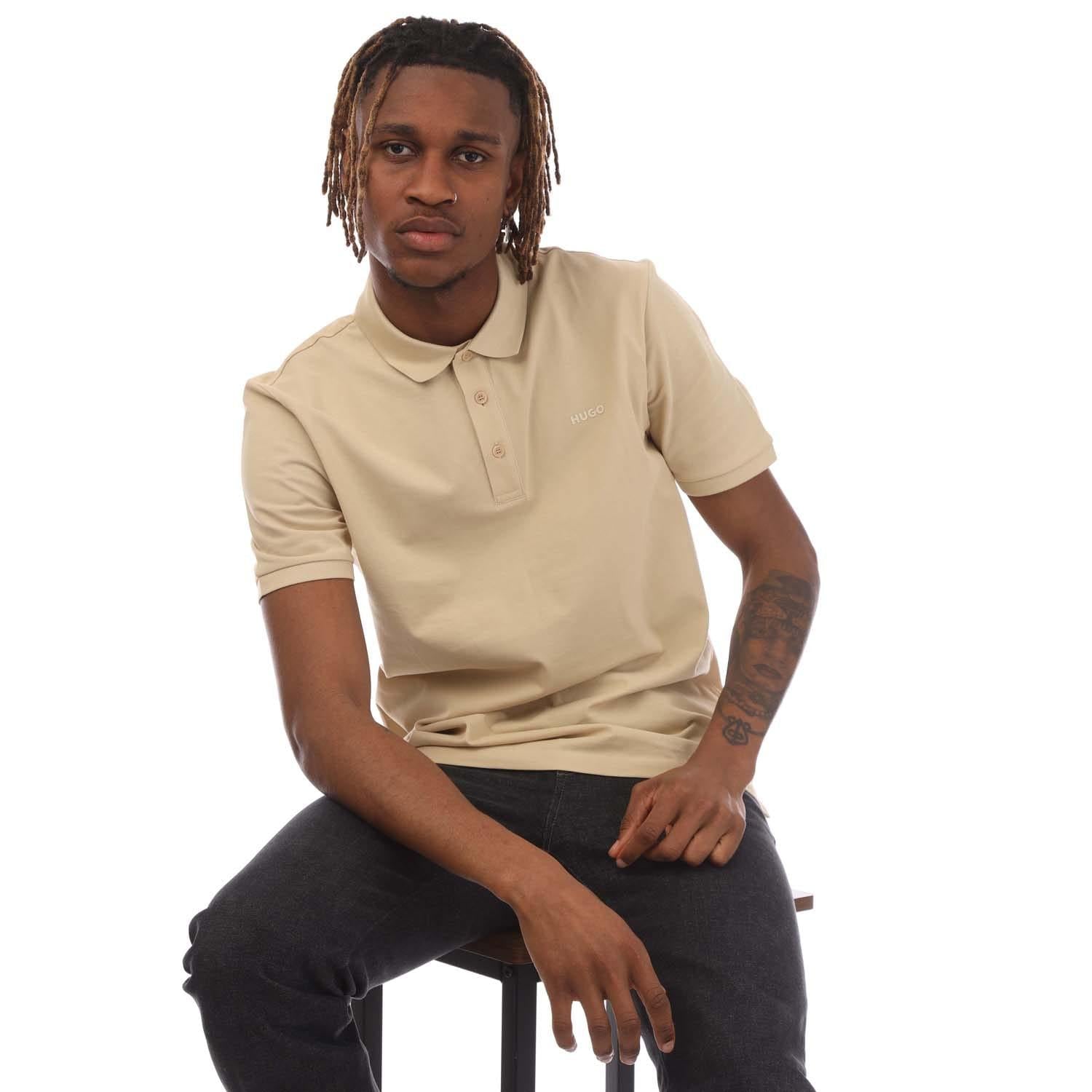 Beige - Lifestyle - Hugo Mens Donos222 Polo Shirt