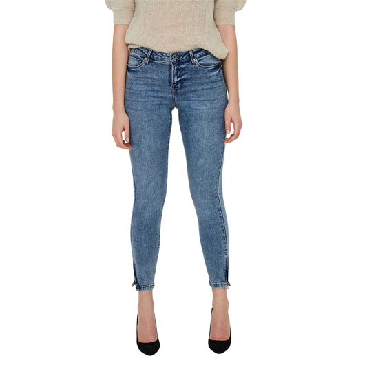 Light Denim Blue - Front - Vero Moda Womens-Ladies Denim Skinny Jeans