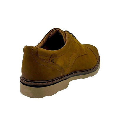 Tan - Back - Rockport Mens Charlee Leather Toe Cap Shoes