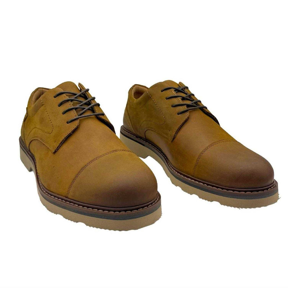 Tan - Side - Rockport Mens Charlee Leather Toe Cap Shoes