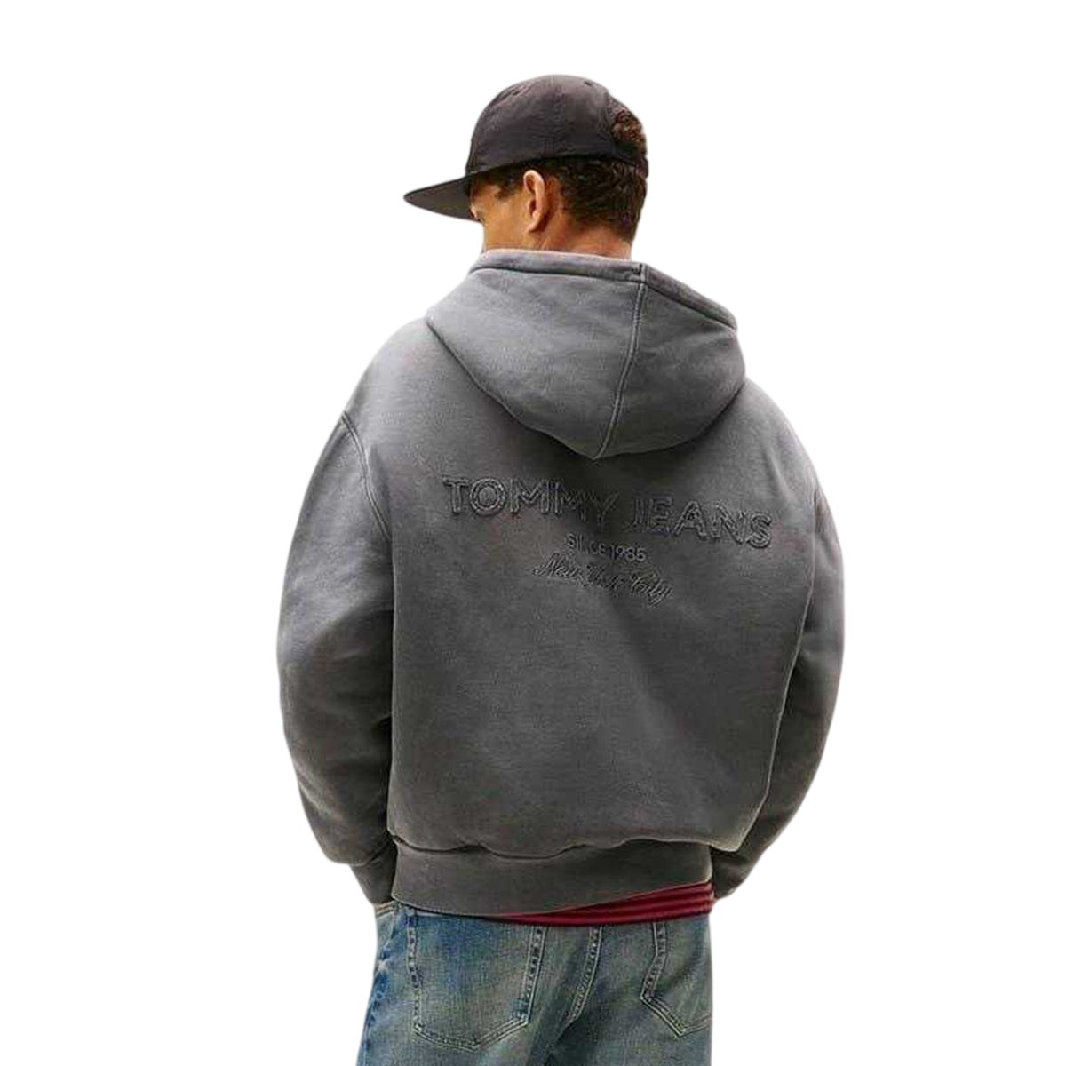 Black - Back - Tommy Jeans Mens New Classic Embroidered Logo Full Zip Hoodie