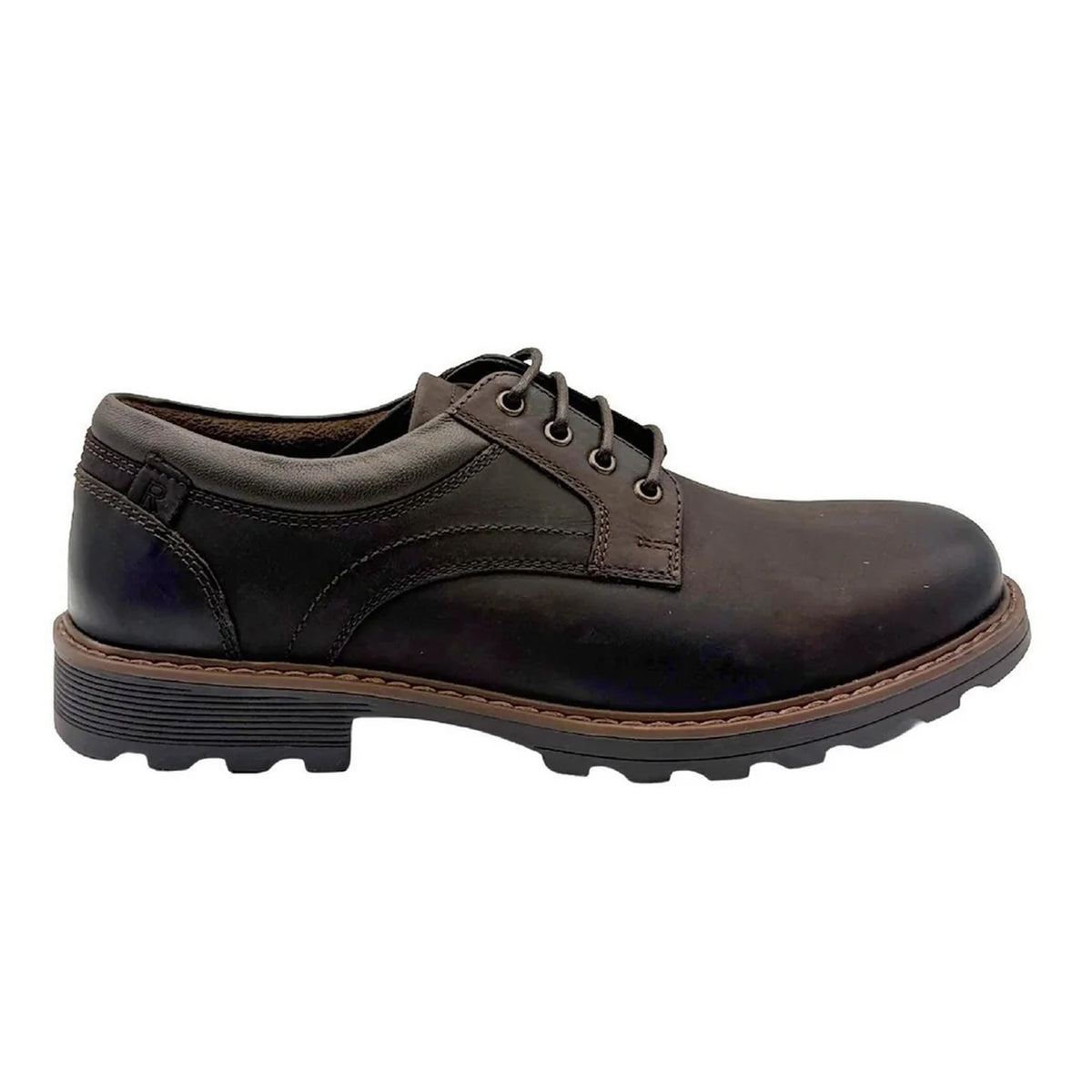 Brown - Front - Rockport Mens Marshall Plain Leather Derby Shoes
