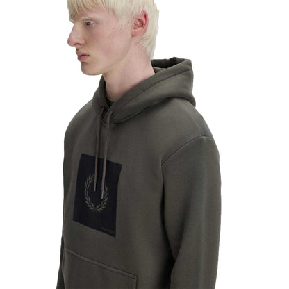 Field Green - Side - Fred Perry Mens Box Logo Pullover Hoodie