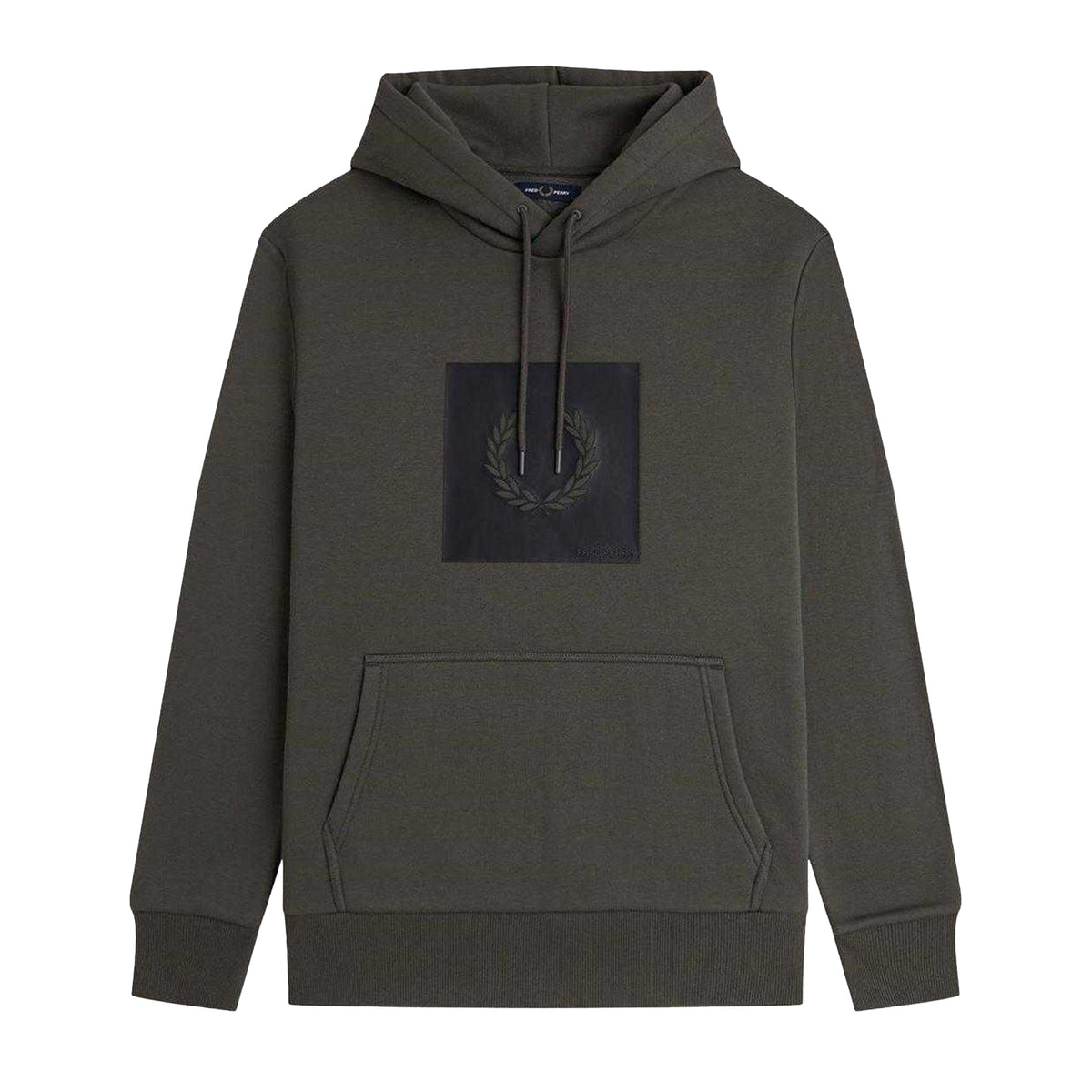 Field Green - Front - Fred Perry Mens Box Logo Pullover Hoodie