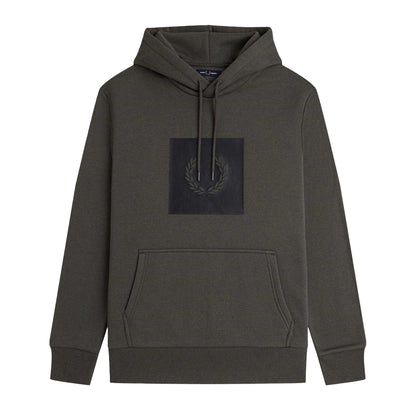 Field Green - Front - Fred Perry Mens Box Logo Pullover Hoodie
