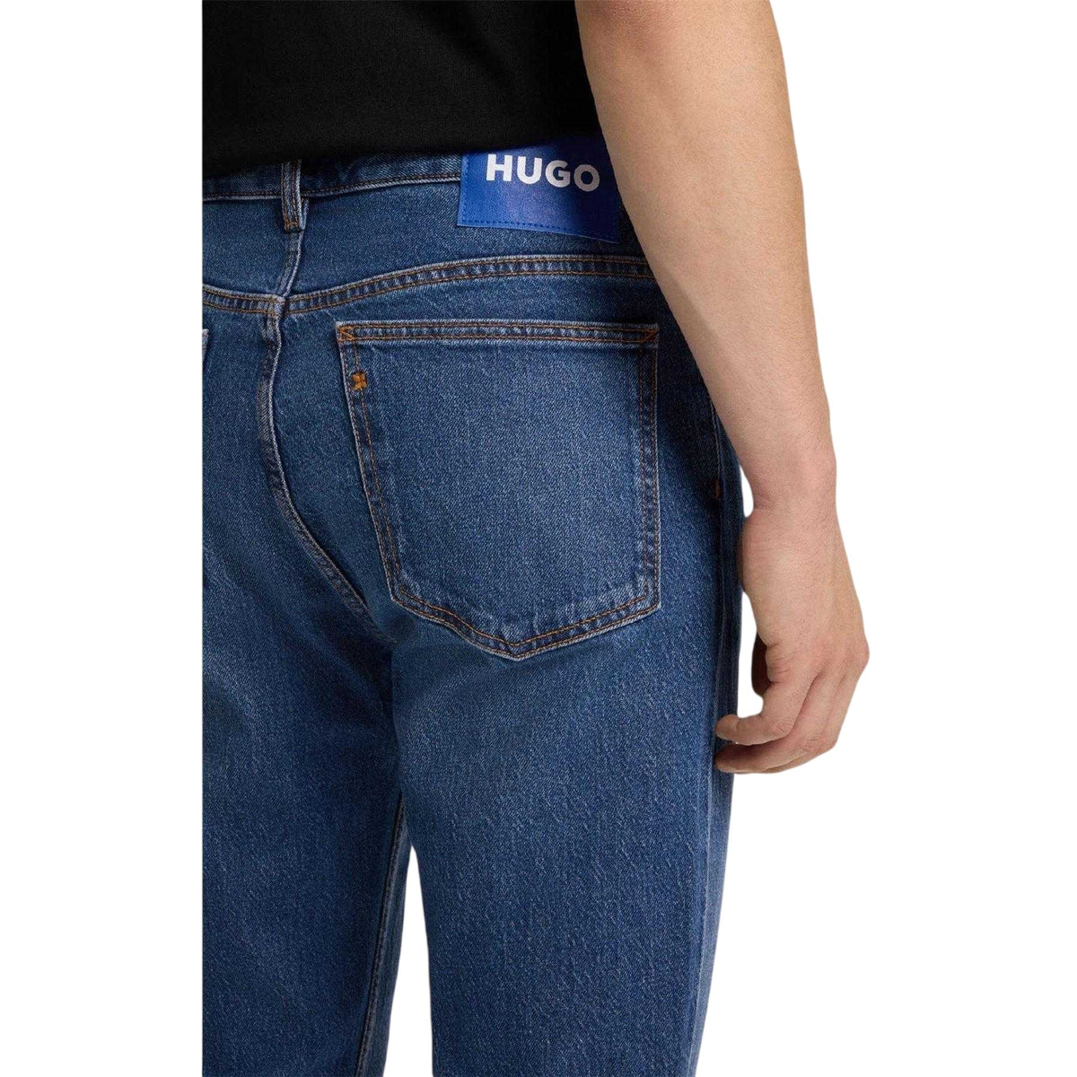 Navy - Back - Hugo Mens Denim 5 Pockets Slim Jeans