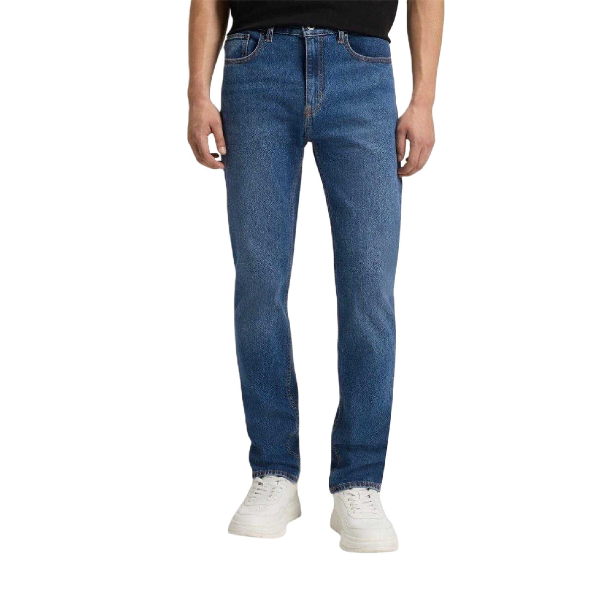 Navy - Side - Hugo Mens Denim 5 Pockets Slim Jeans