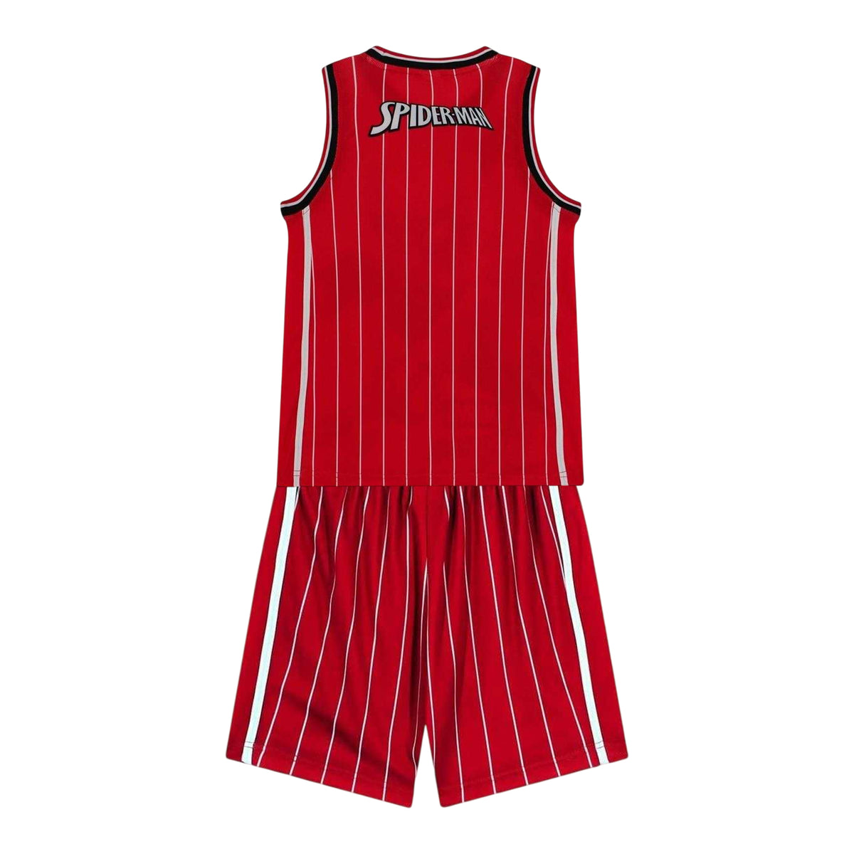 Red - Back - Spider-Man Childrens-Kids Logo Basketball Jersey Set