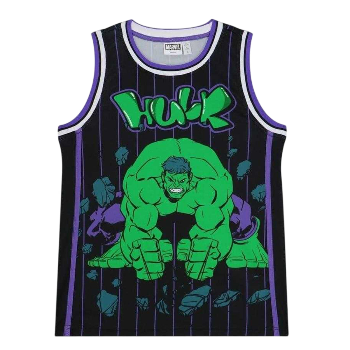 Green - Side - Hulk Childrens-Kids Back Print Basketball Jersey Set