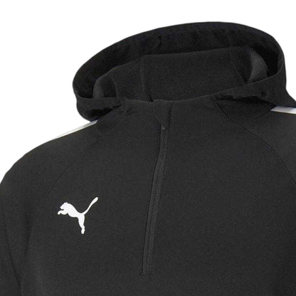 Black-White - Side - Puma Mens TeamLIGA Quarter Zip Training Hoodie