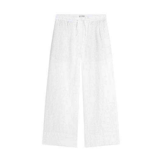 Optic White - Front - Tommy Hilfiger Womens-Ladies Linen Wide Leg Trousers