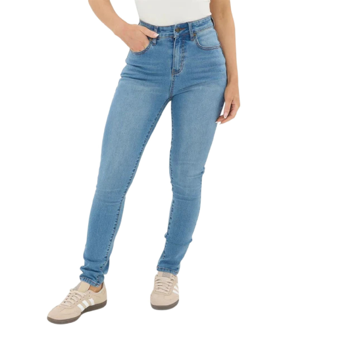 Mid Wash - Front - I Saw It First Womens-Ladies Denim Skinny Jeans