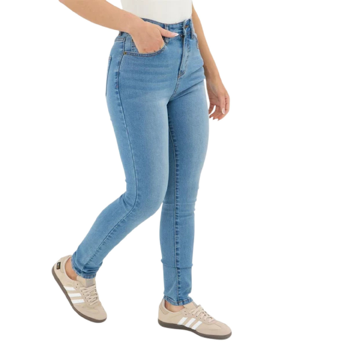 Mid Wash - Side - I Saw It First Womens-Ladies Denim Skinny Jeans