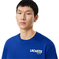 Blue - Side - Lacoste Mens Back Print Heavy Cotton T-Shirt