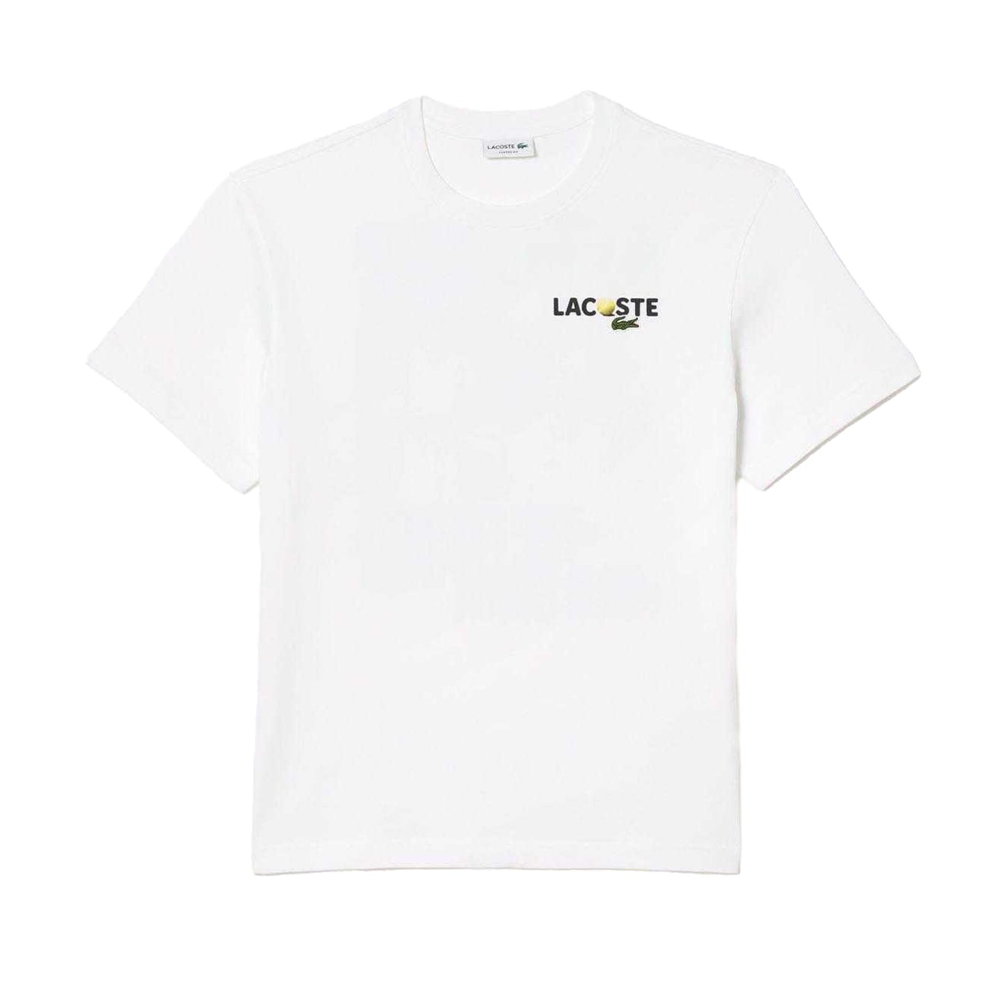 White - Front - Lacoste Mens Back Print Heavy Cotton T-Shirt