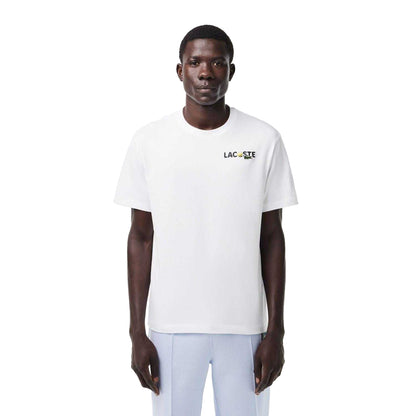 White - Lifestyle - Lacoste Mens Back Print Heavy Cotton T-Shirt