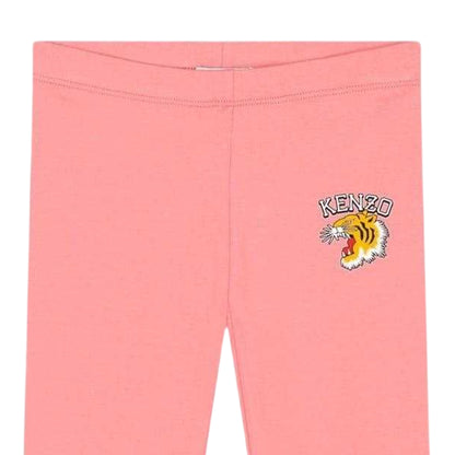 Pink - Side - Kenzo Childrens-Kids Logo Skinny Leggings