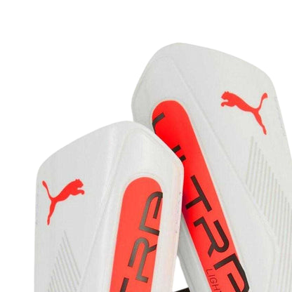 White-Glowing Red - Back - Puma Mens Ultra Light Shin & Ankle Guards