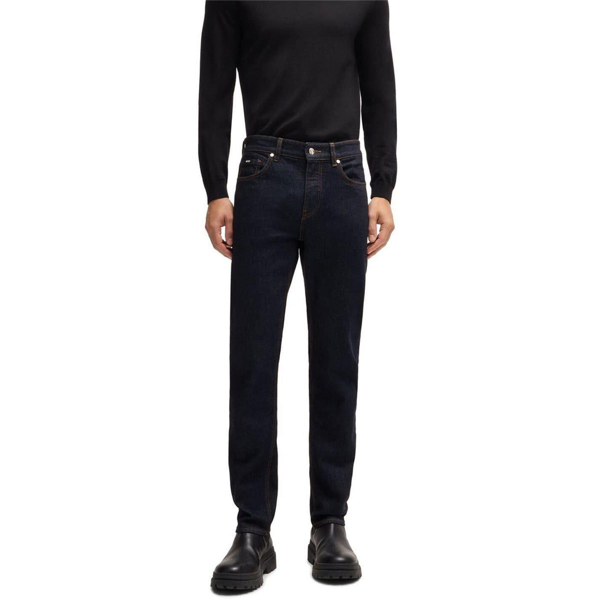 Navy - Back - Boss Mens 5 Pockets Slim Jeans