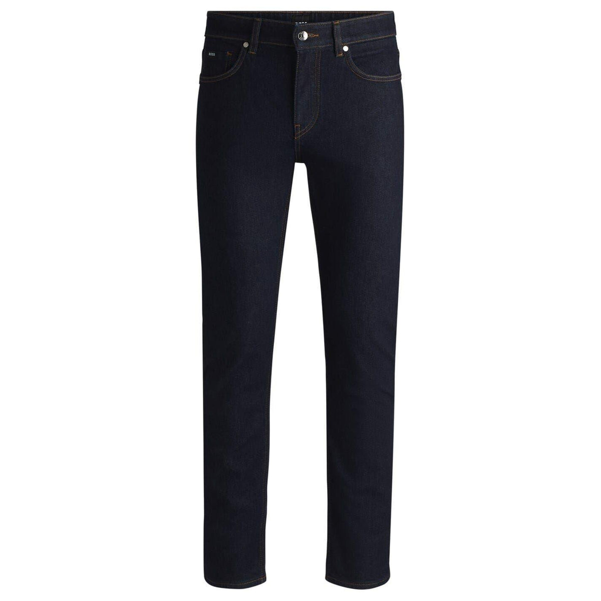 Navy - Front - Boss Mens 5 Pockets Slim Jeans