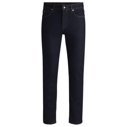 Navy - Front - Boss Mens 5 Pockets Slim Jeans
