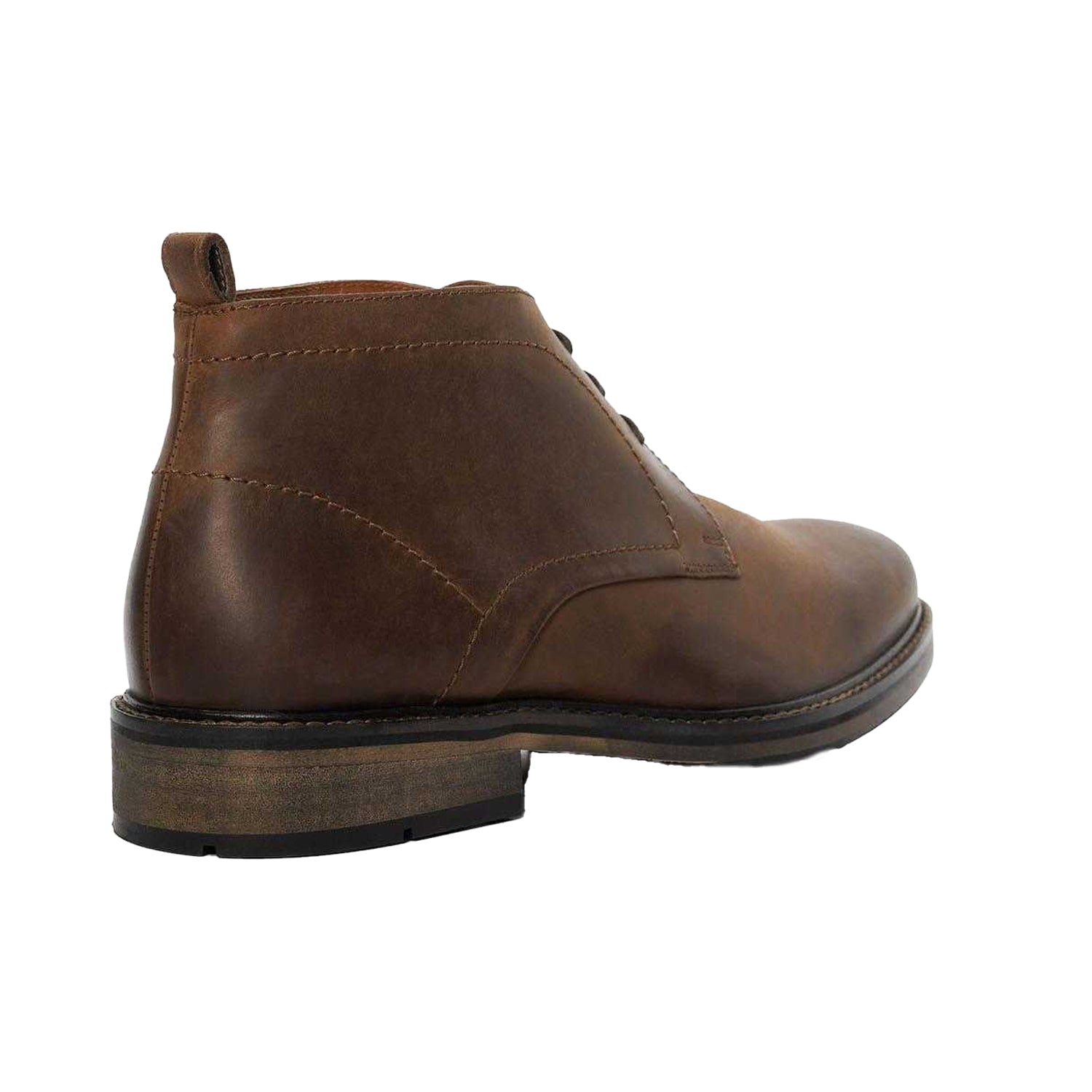 Brown - Back - Dune London Mens Charleys Leather Chukka Boots