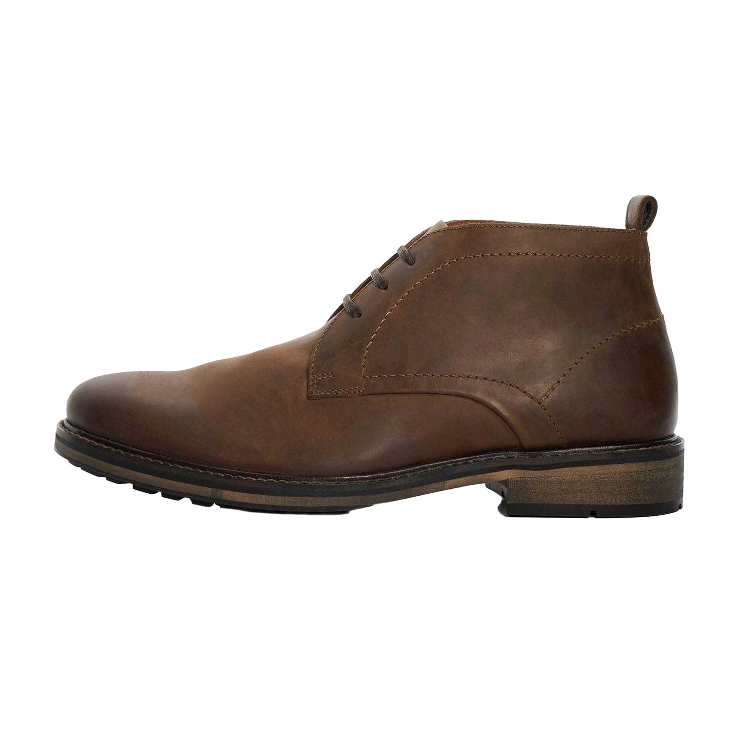 Brown - Side - Dune London Mens Charleys Leather Chukka Boots