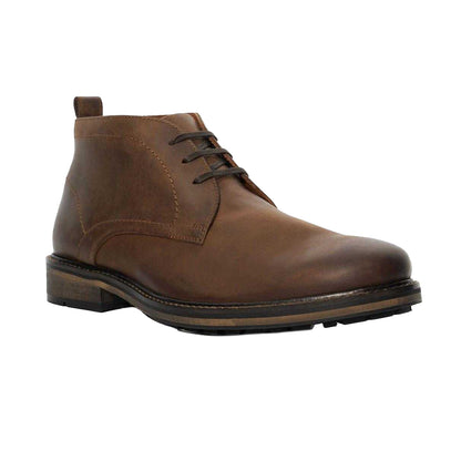 Brown - Front - Dune London Mens Charleys Leather Chukka Boots