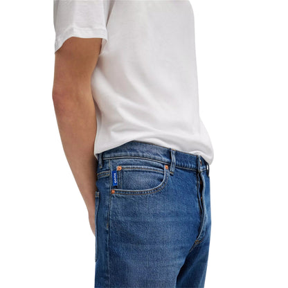 Navy - Side - Hugo Boss Mens Brody Cotton Straight Leg Jeans