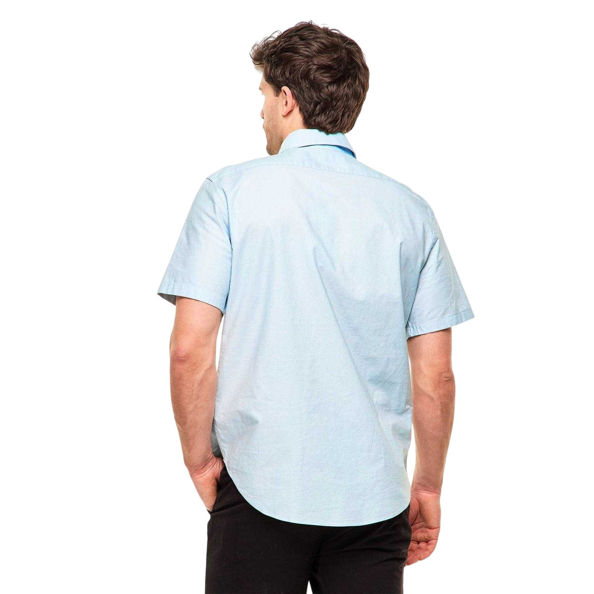 Sky Blue - Side - Belstaff Mens Plain Woven Shirt