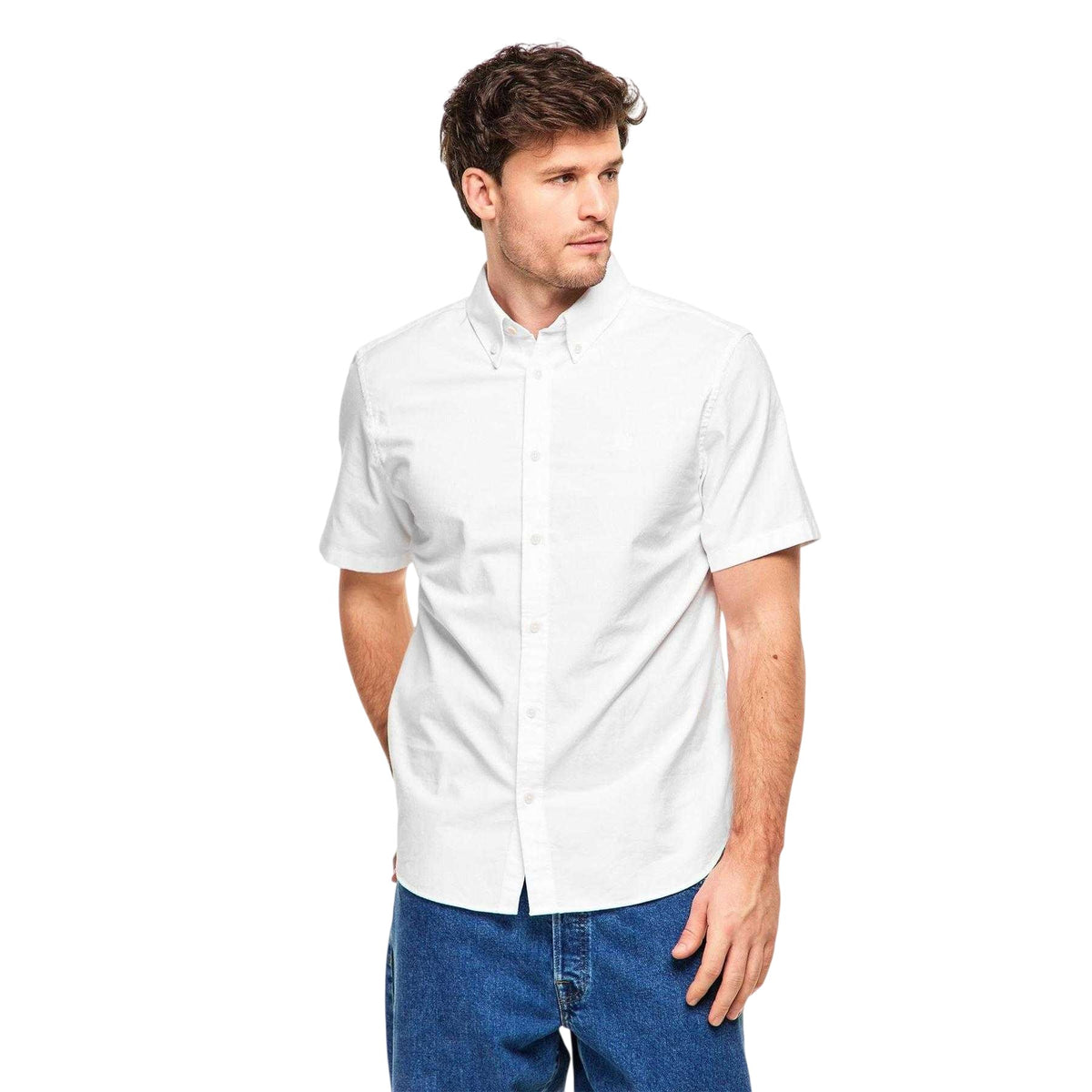 White - Pack Shot - Belstaff Mens Plain Woven Shirt