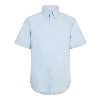 Sky Blue - Front - Belstaff Mens Plain Woven Shirt