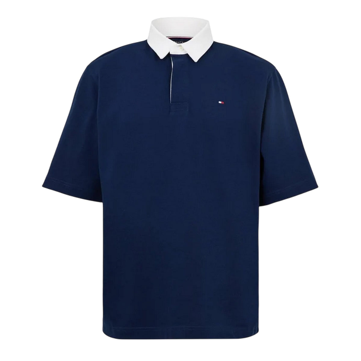 Navy - Front - Tommy Hilfiger Mens Flag Short-Sleeved Polo Shirt